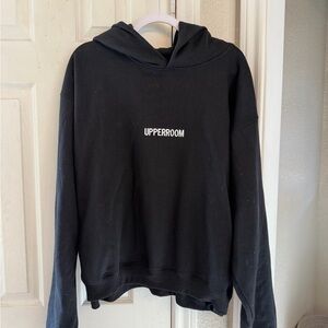 Upperroom Black Cropped Hoodie Sweatshirt L